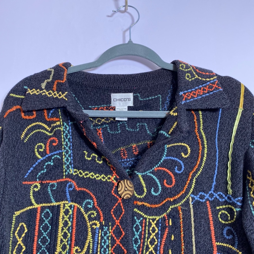 Peruvian Connection Black Jacket with Colorful Em… - image 6